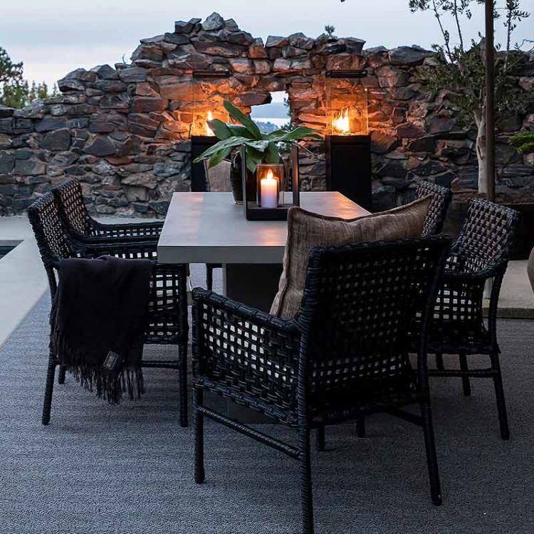 Stol/Karmstol Santa Monica Polyrattan Sort Ekskl. Hynde Artwood