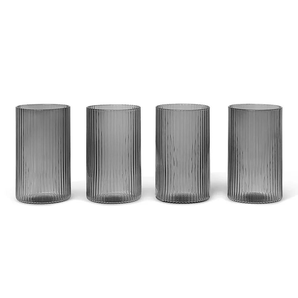 Ferm Living Ripple verrines glas 14 cl 4-pack Smoked grey