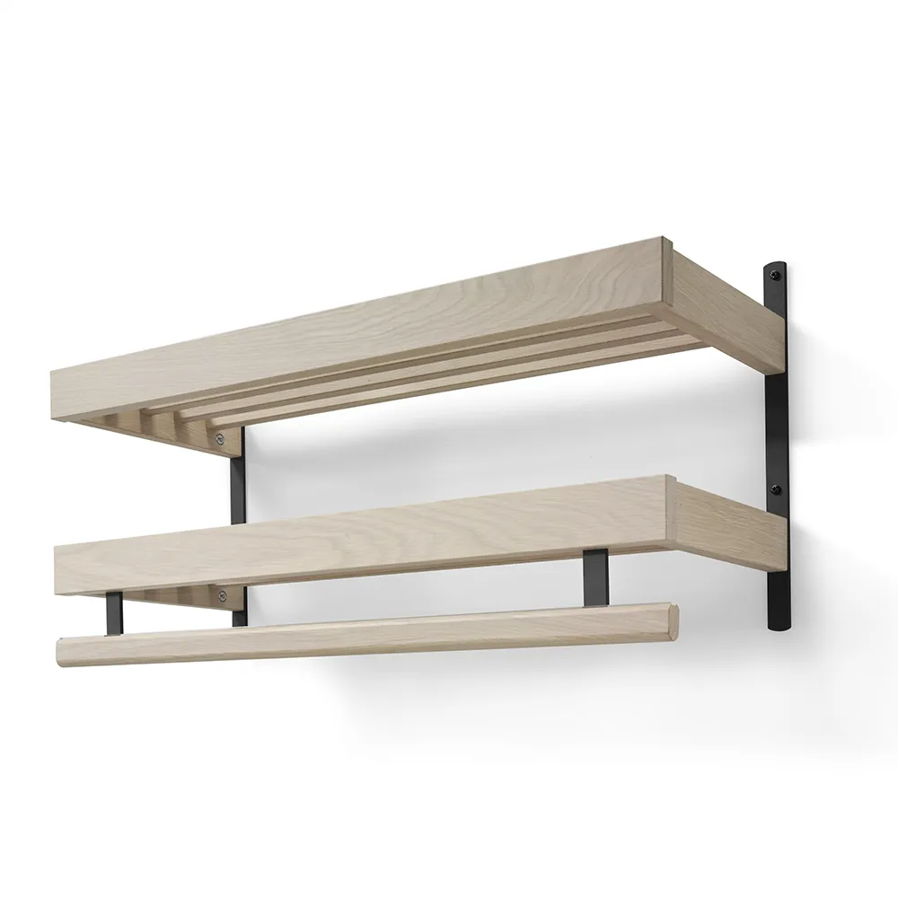 Oscarssons Möbel, Nadja Hattehylde 80 cm 2 niveauer Hvidolieret eg/matsort stål