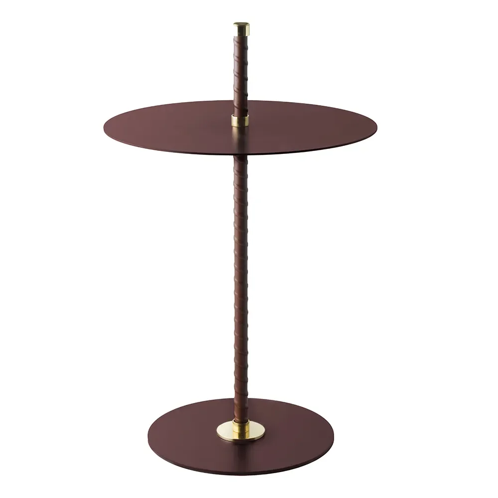 Cabaret sidebord Burgundy Læder, messing og stål