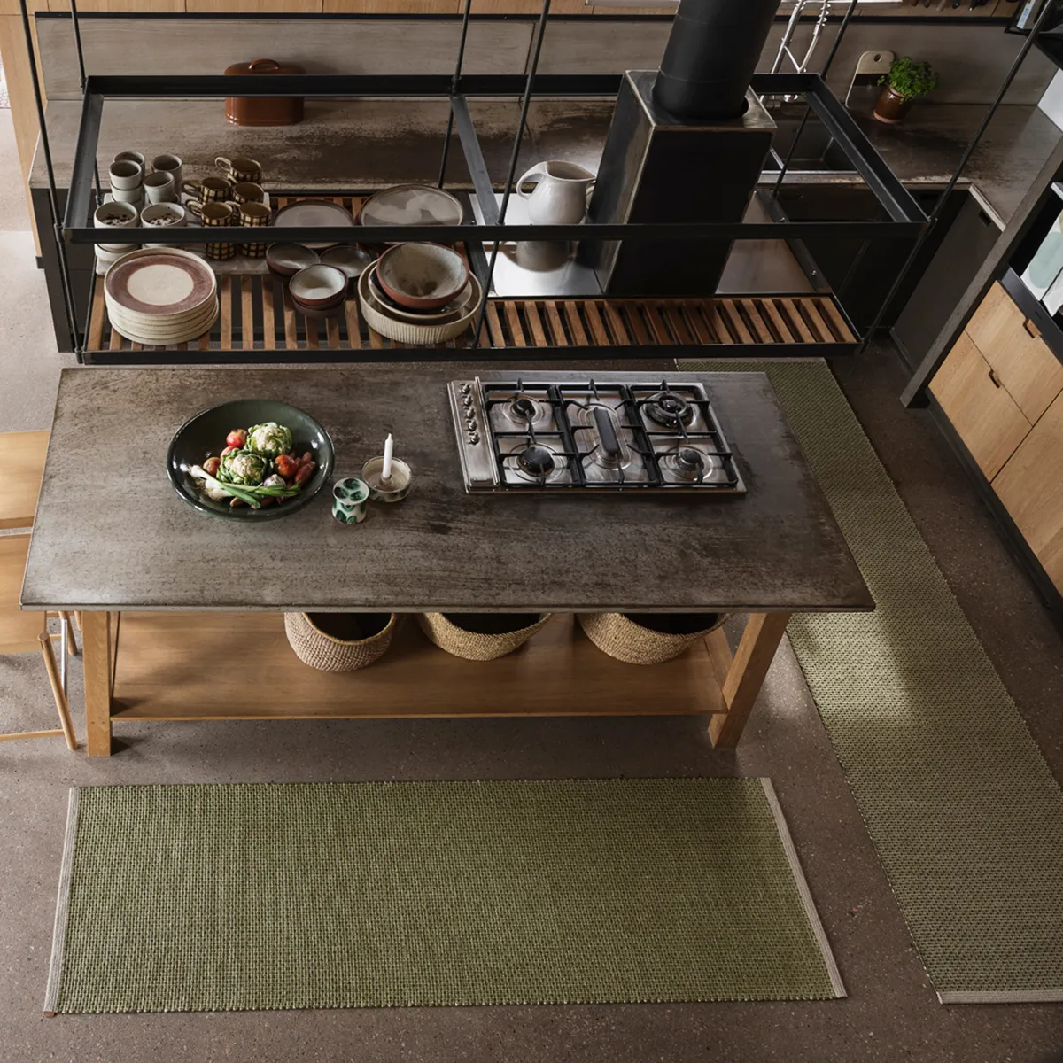 Vaskbar Plastmåtte NILS Dark Olive 70x180 cm