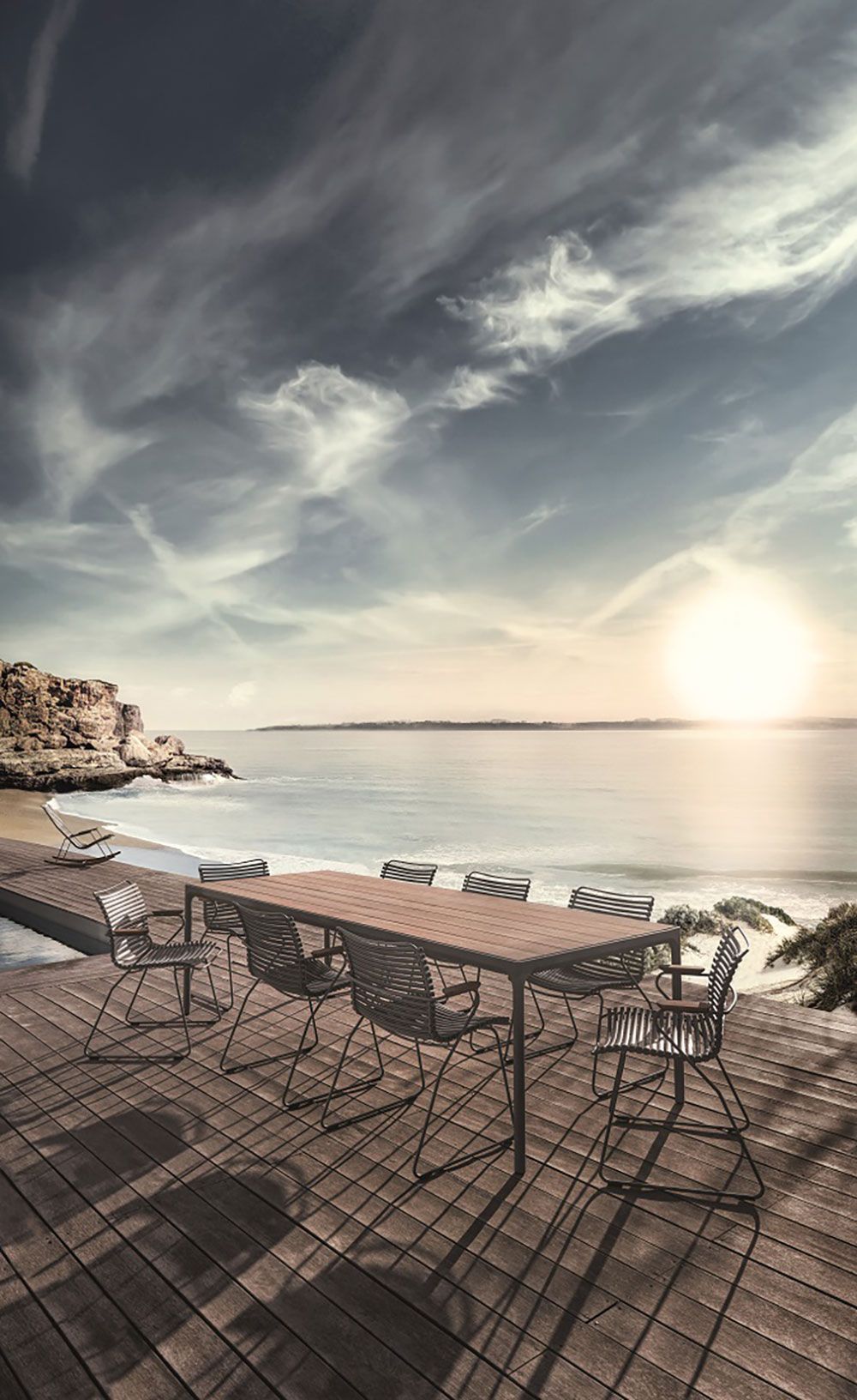 Four spisebord 270x90 cm sort aluminium