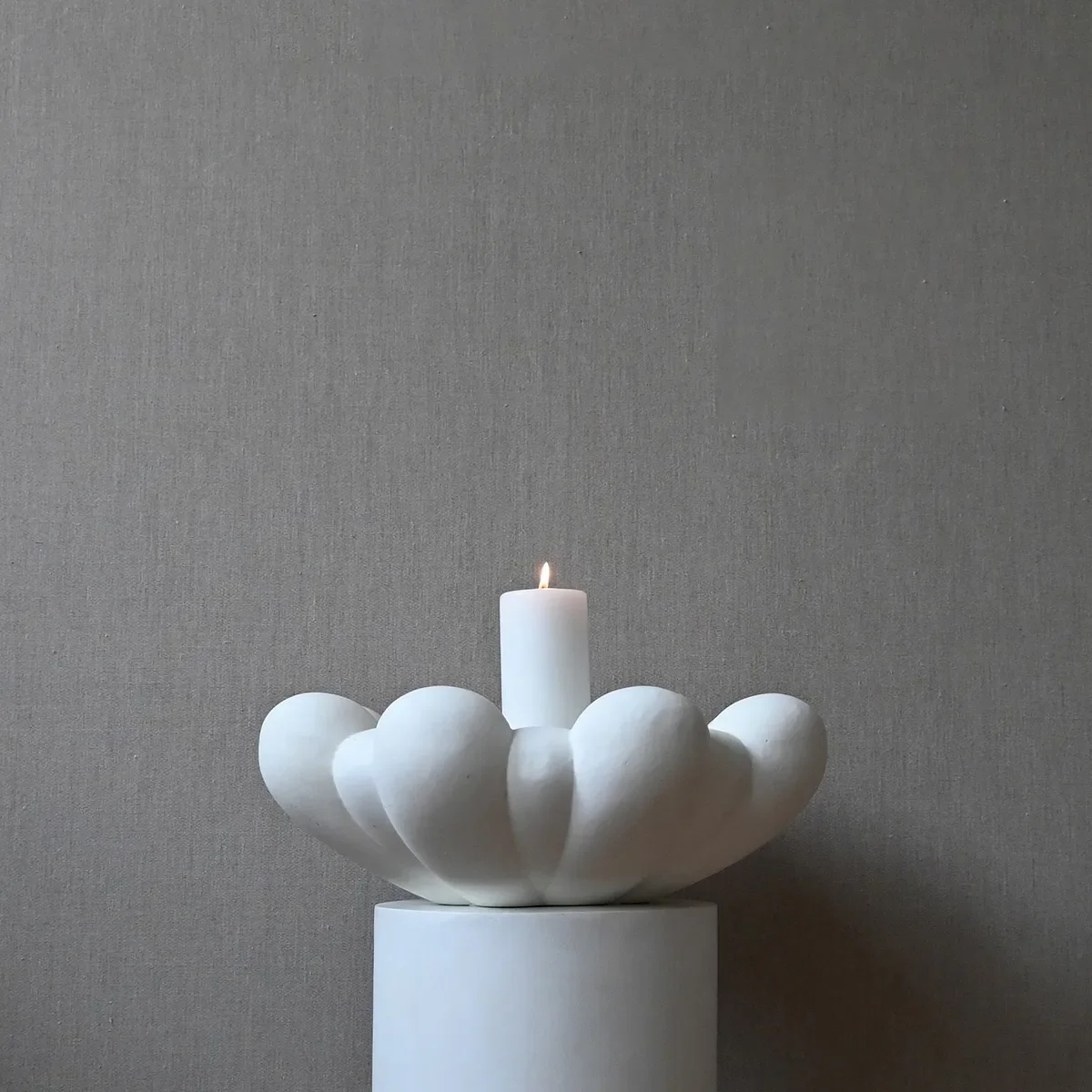 Håndlavet Dekorationsskål Bloom Bone White Ø 44 cm