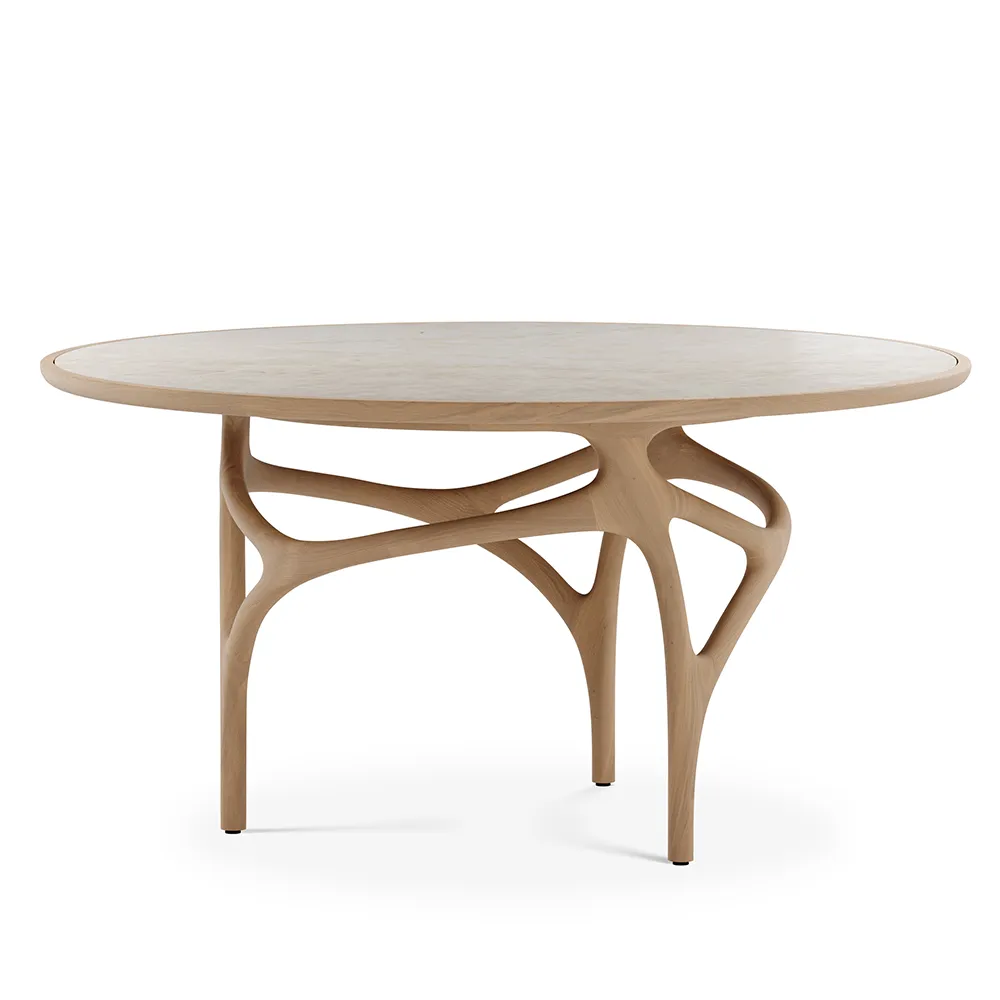 Cena spisebord 150 cm lakeret eg / beige quartzite