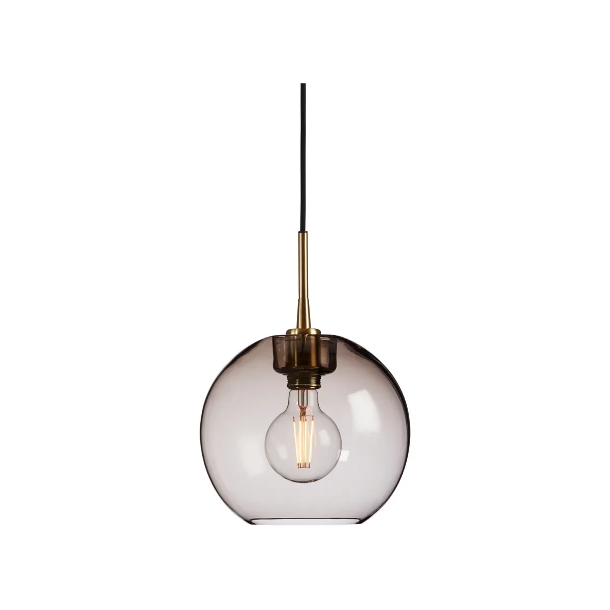 Gloria loftpendel Ø26 cm metal/glas messing/røgfarvet glas