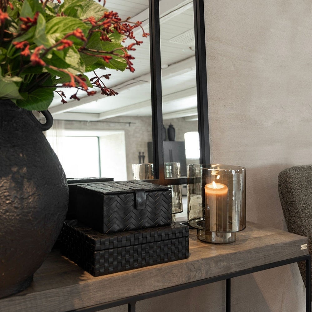 Reef lyslanterne i glas Ø24 cm - Røgbrun