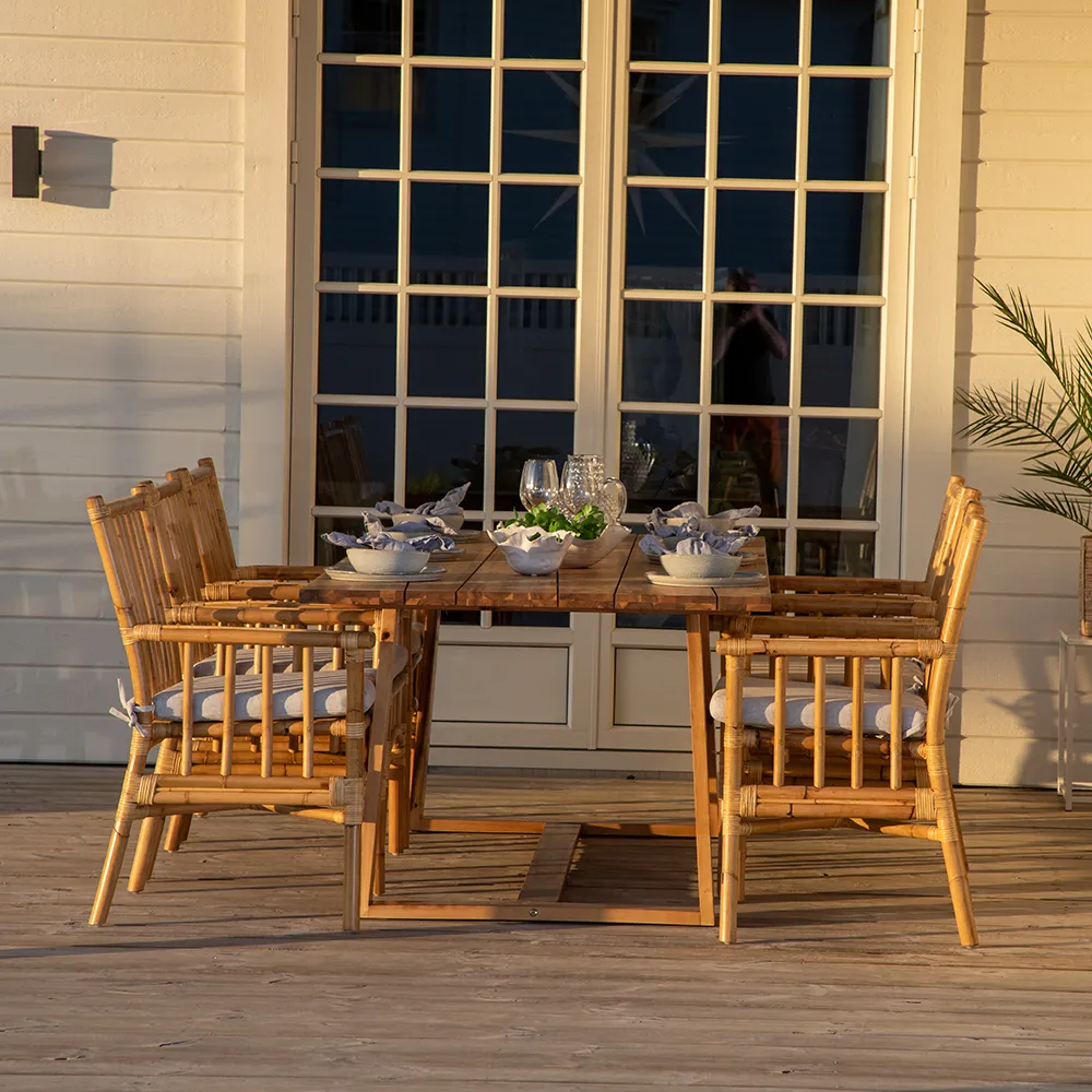 Cane Stol med armlæn bambus 