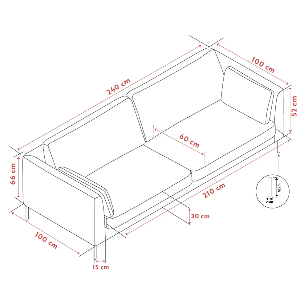 Corwin 3-personers sofa stof Rita Lys beige