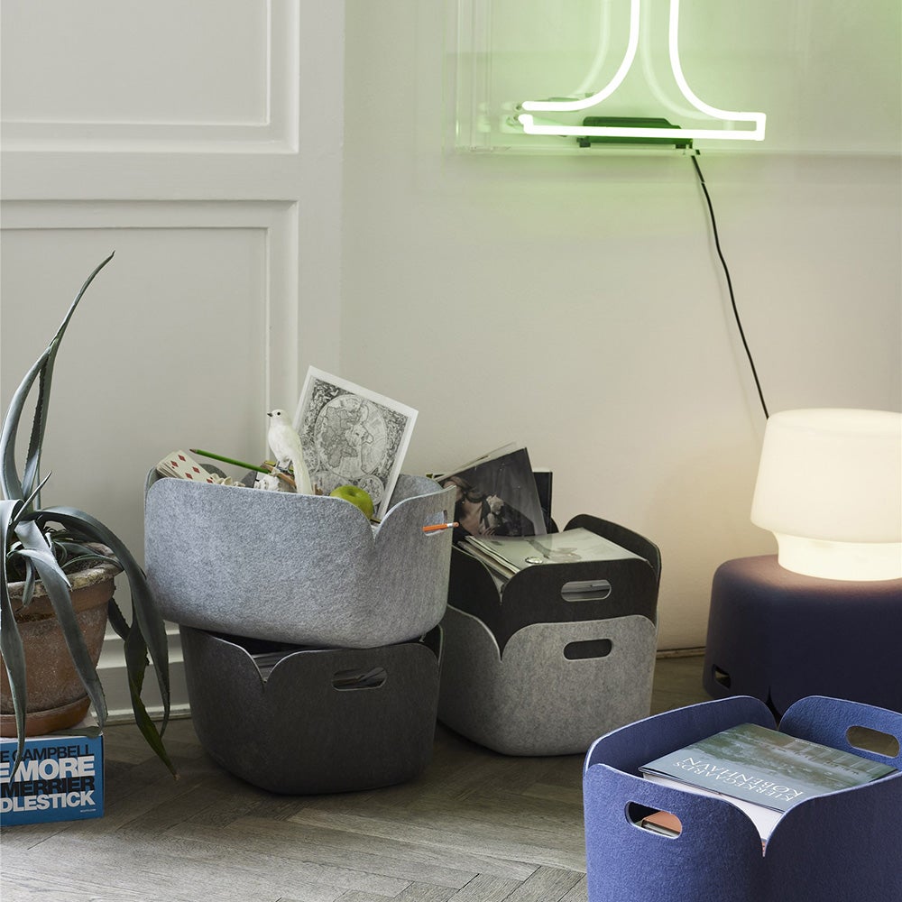  Restore opbevaringskasse med kurv 28 x 28 cm - Grå Mélange