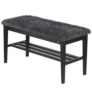 Nadja Bench Sortbejdset eg/fåreskind i mørkegråt look