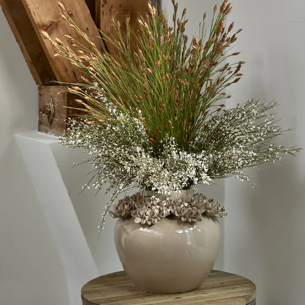 Håndlavet Vase Blossom Edge H31 cm Flax