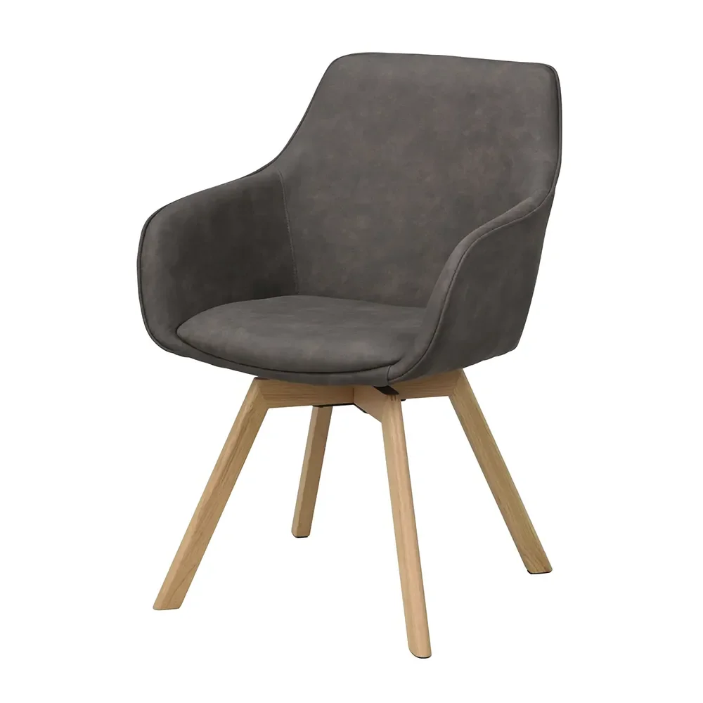 Rowico Home, Alison stol med armlæn mørkegrå microfiber/egeben