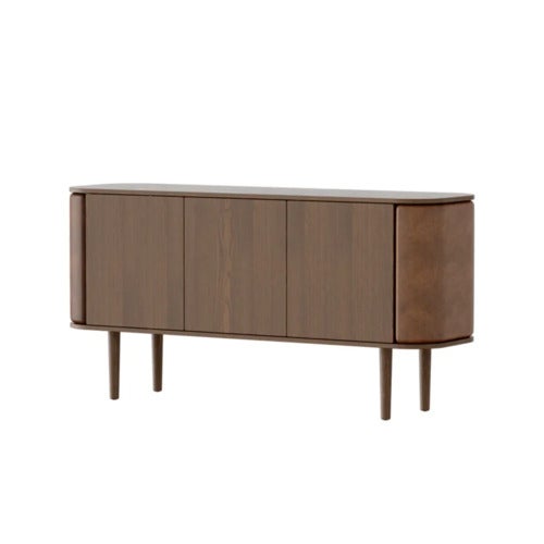 Treasures skab med 3 låger Mørk eg/Brown faux leather