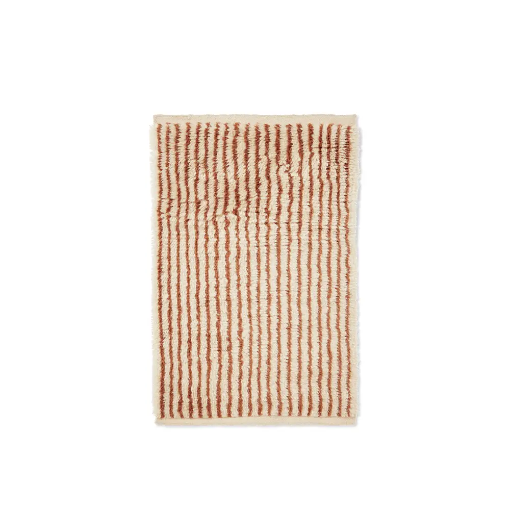Ferm Living, Kami knudret tæppe 80x120 cm - off-white/rødbrun