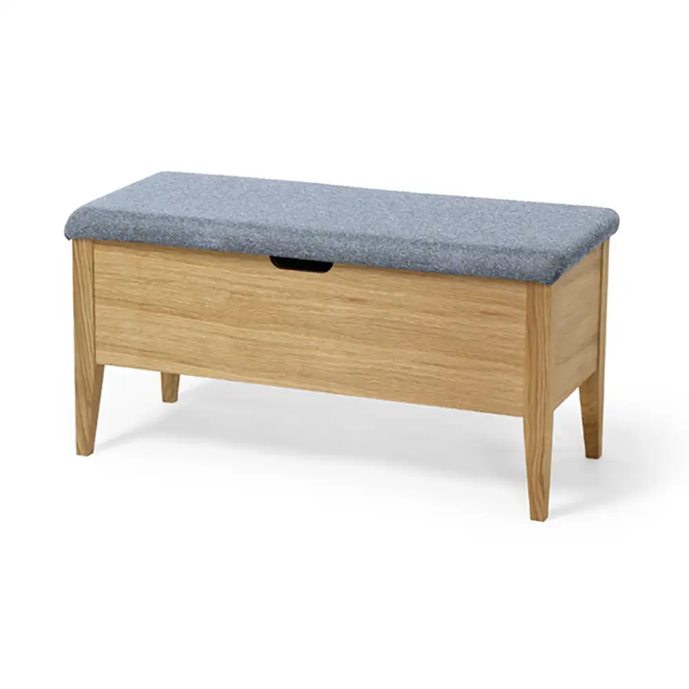 Klinte bænk 90 cm eg med gråt stof