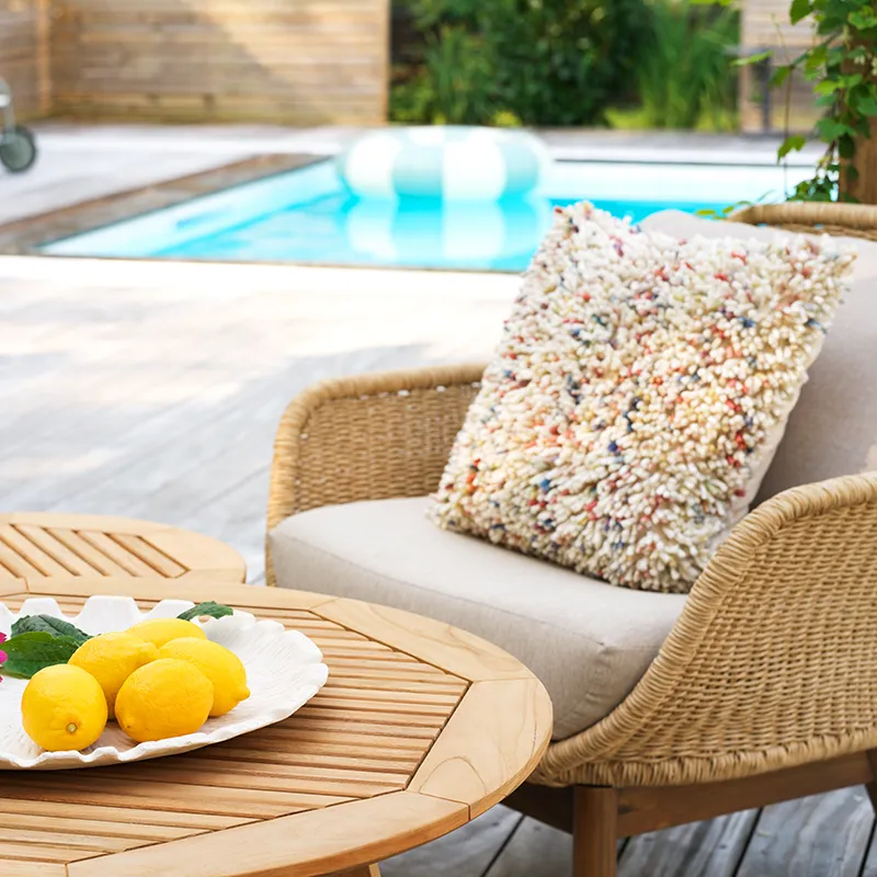 Lily lænestol  Twist straw / Plush wheat / teak