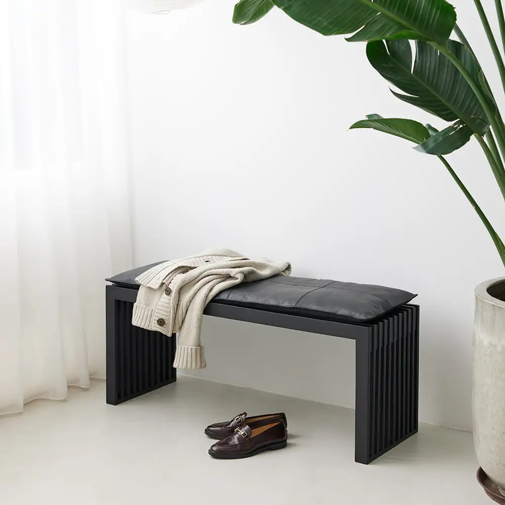 Rib Bænk 104 cm Sort