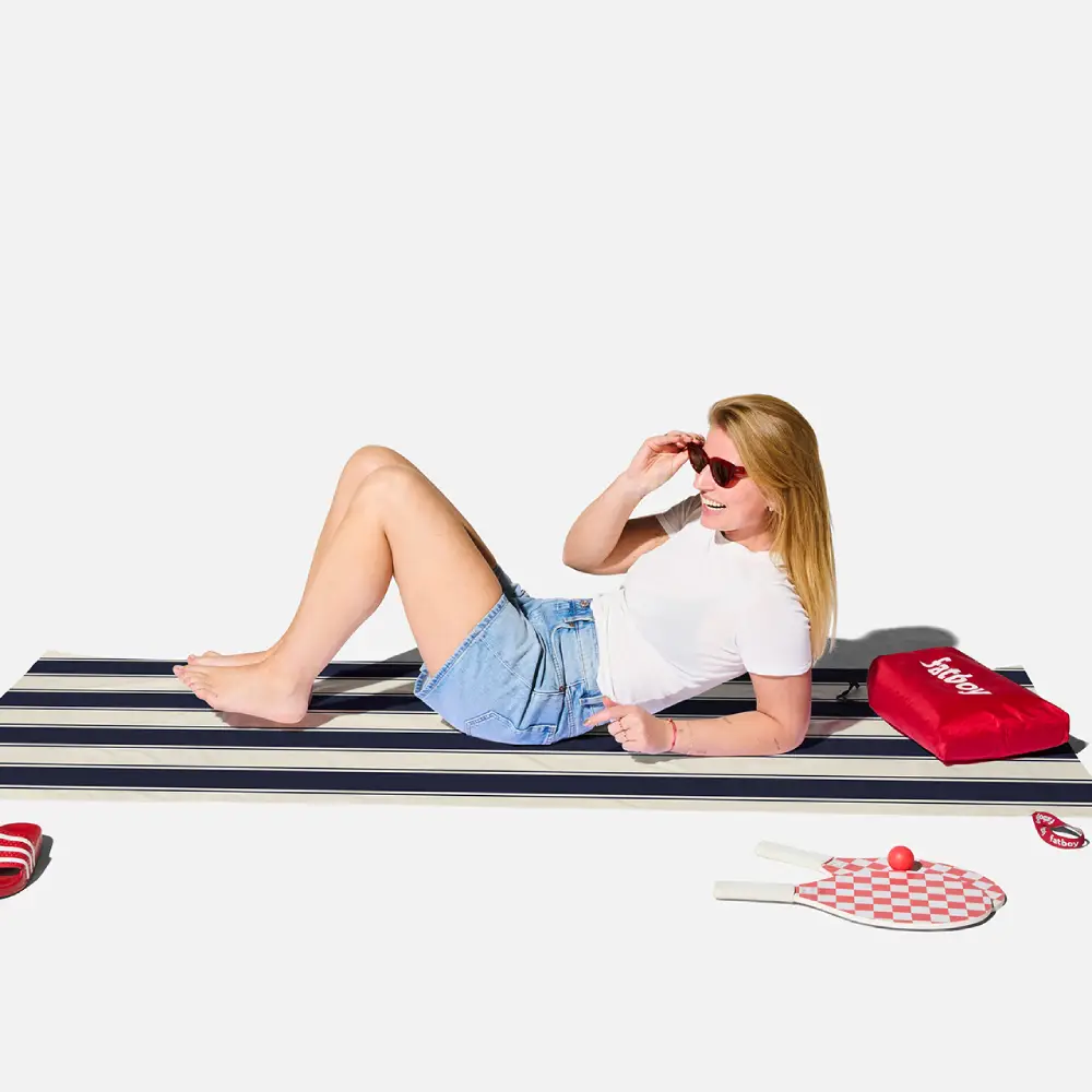 Beach baggy XL Hurtigtørrende håndklæde stripe navy