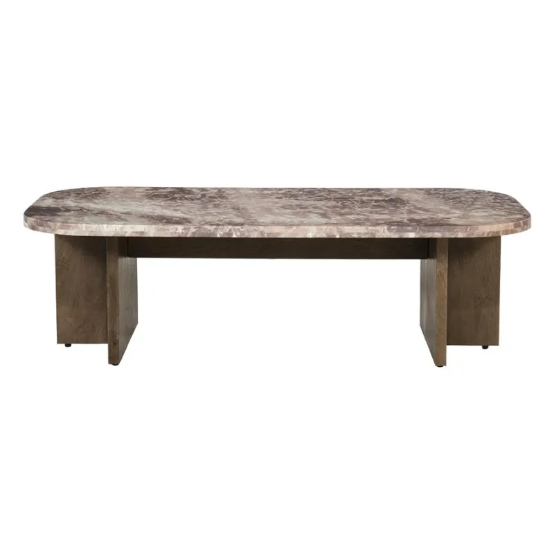 By-Boo, Haussmann Sofabord 120x59x40 cm Mangotræ & Marmor Pink