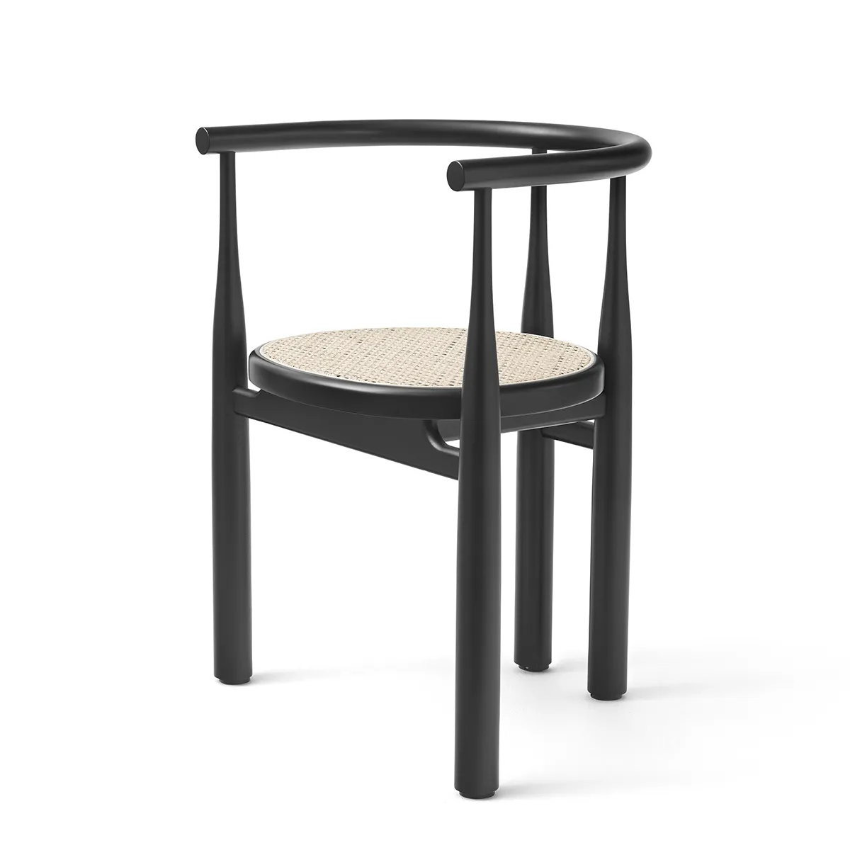 Spisebordsstol Bukowski Rattan Black med armlæn