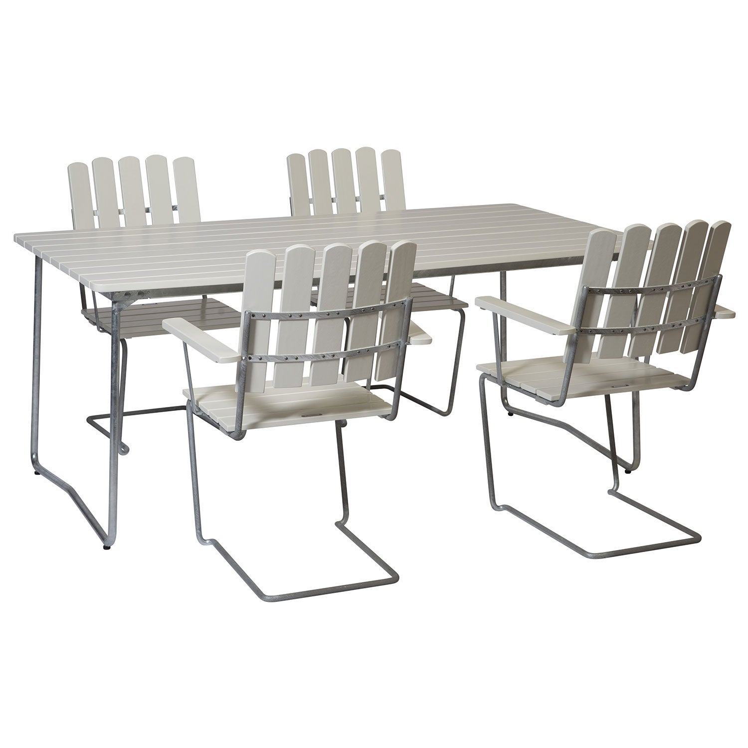 Spisebordssæt B31 170 cm & Stol 2 Hvidlakeret Eg Grythyttan Stålmöbler