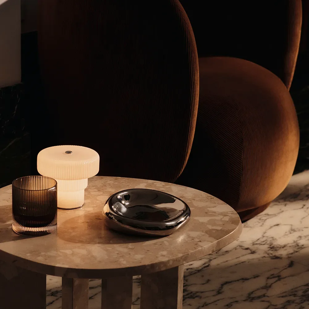 Mundblæst Bærbar Dæmpbar LED-Bordlampe Ripple