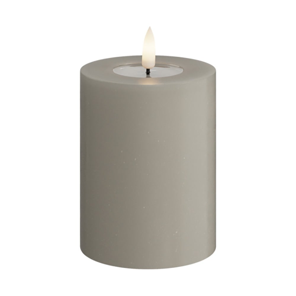 LED bloklys sandfarvet - Deluxe Homeart - Dia: 7,5x10 cm