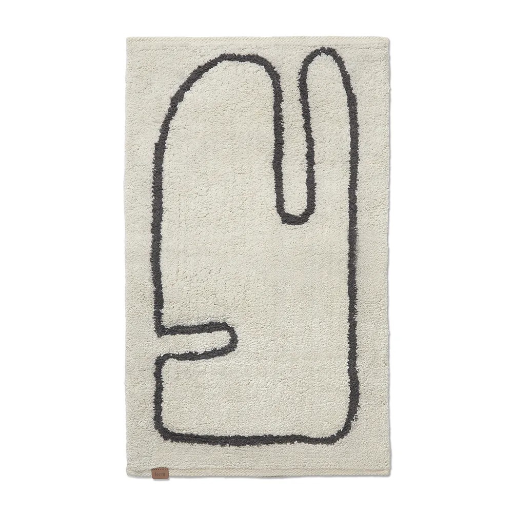 Ferm Living, Vaskbar Badeværelsesmåtte i Økologisk Bomuld Off-white/Coffee