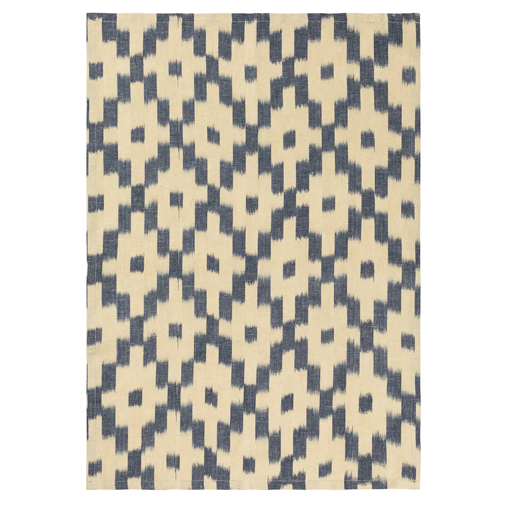 Ikat Viskestykke - Ink Blue/Off-white