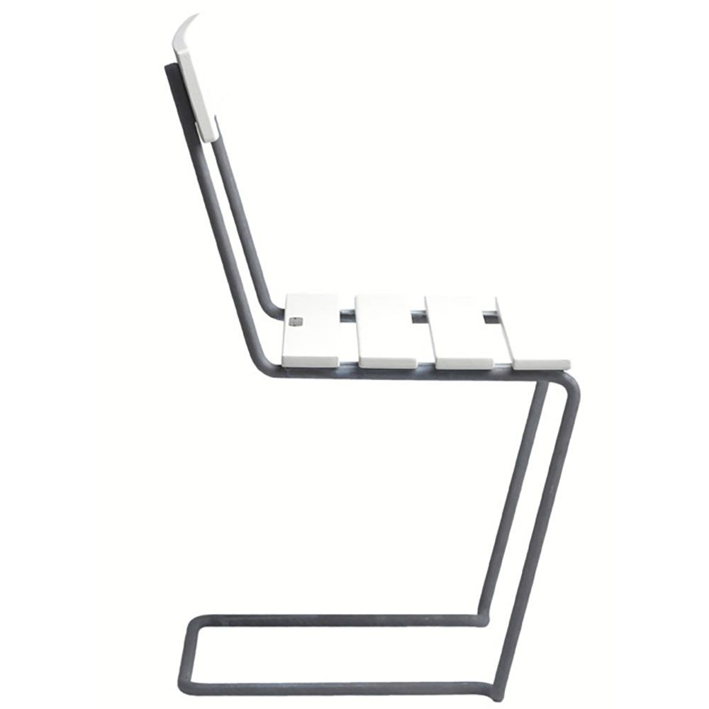 Stol 1 Hvidlakeret Eg/Varmgalvaniseret Understel Grythyttan Stålmöbler