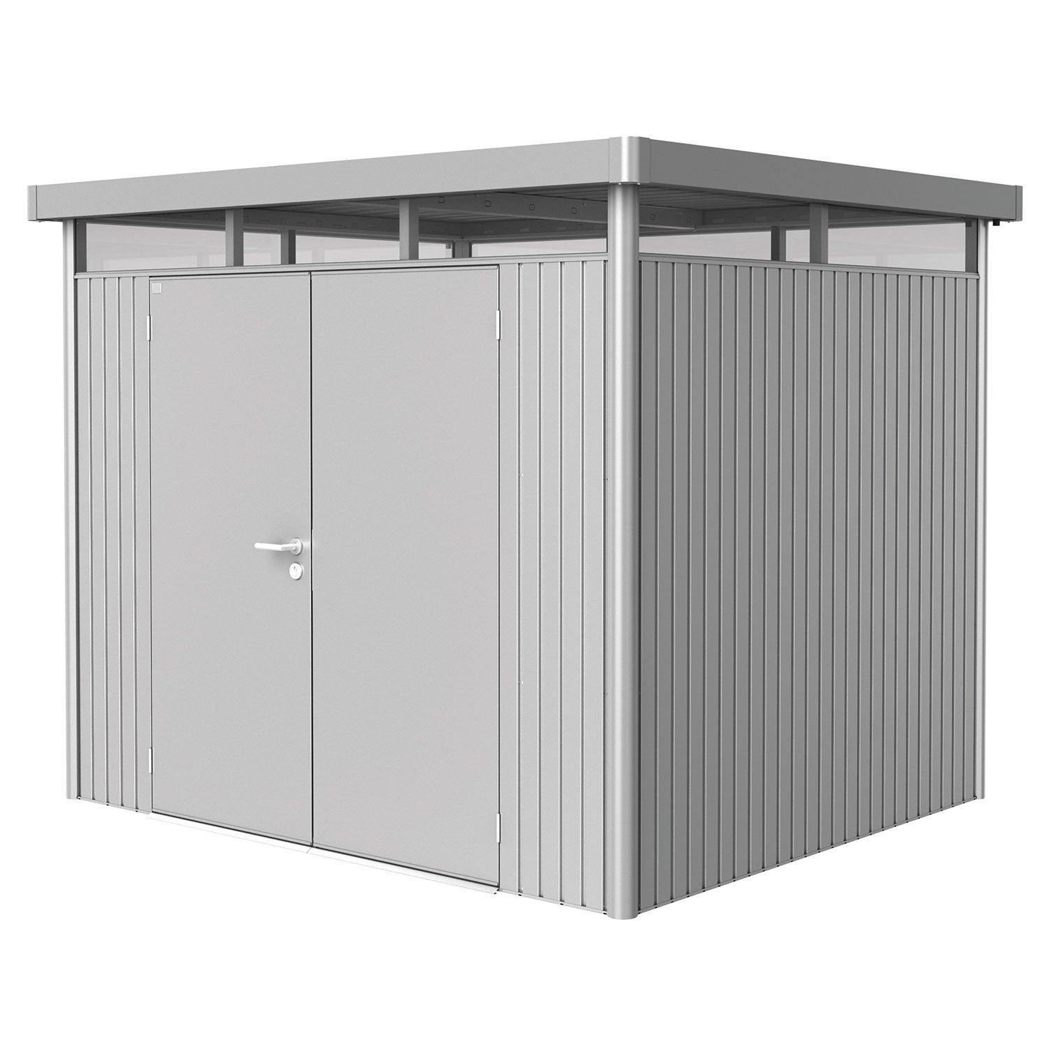 Highline haveskur med dobbeltdør, størrelse h3, metallisk sølv