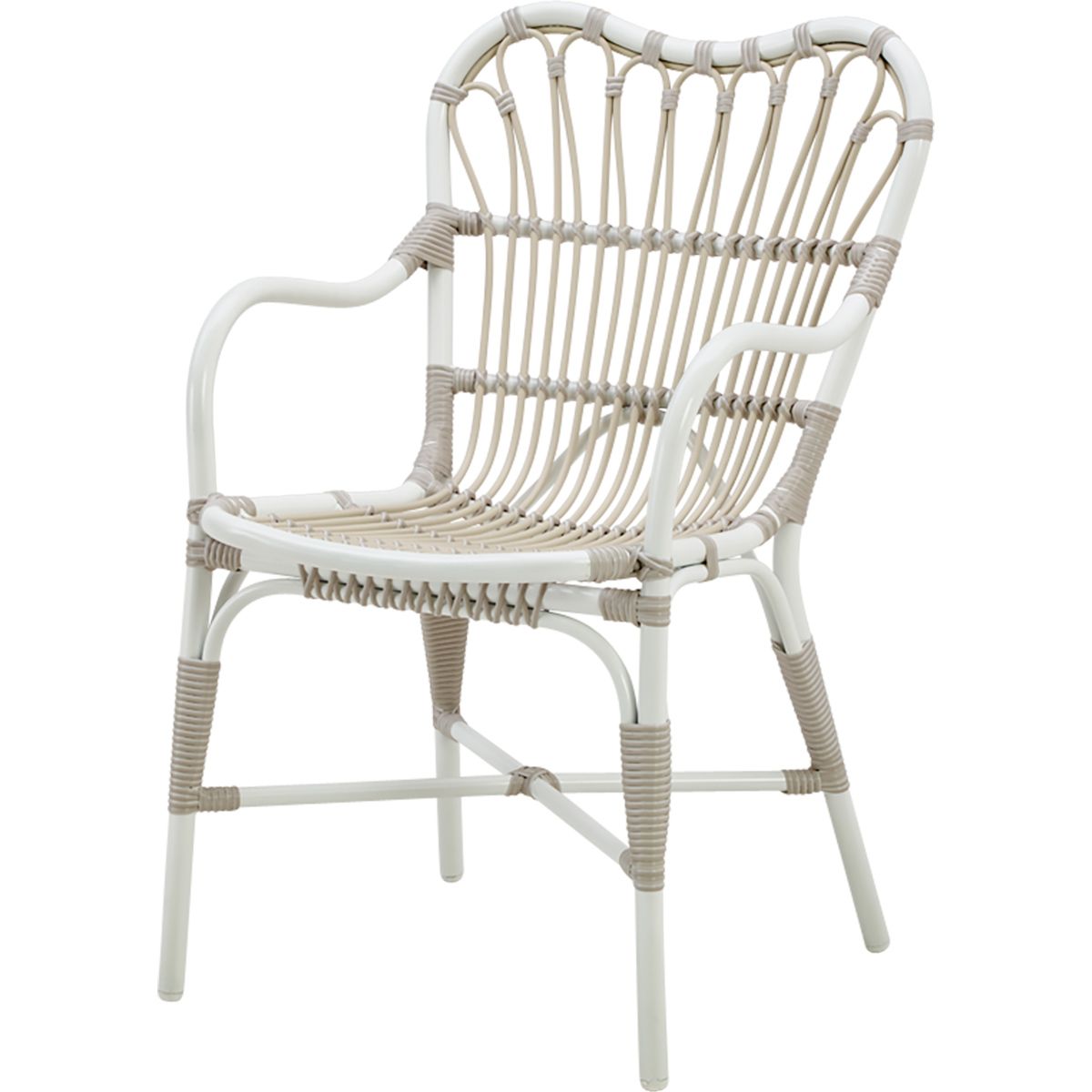 Margret armlænsstol i hvid / beige kunstflet