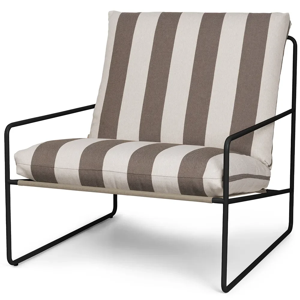 Ferm Living, Desert Lænestol Stripe Black/Chocolate