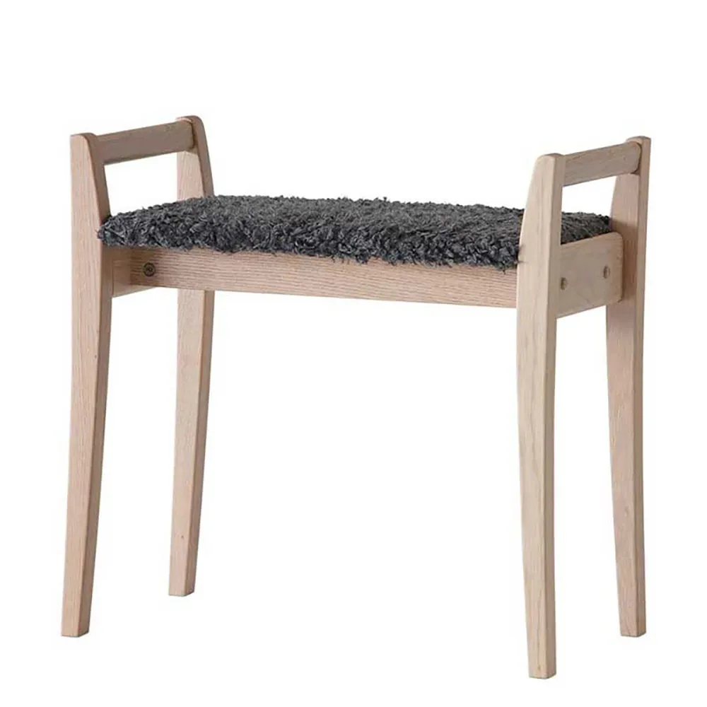 Oscarssons Möbel, Meja Stool Hvidolieret eg/fåreskindslook Mørkegrå