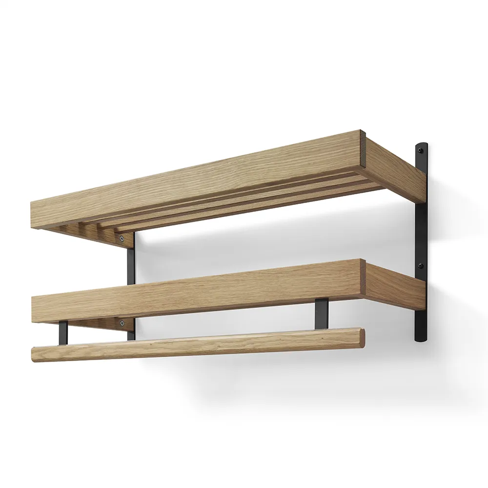 Oscarssons Möbel, Nadja hattehylde 80 cm 2 niveauer olieret eg/matsort stål