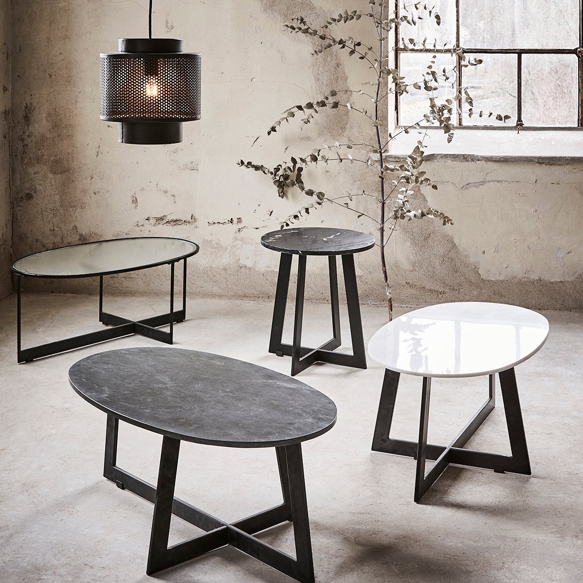 MILAN bord sort/glas