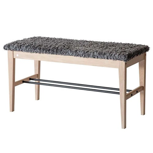 Cora Bench Hvidolieret eg/fåreskindslook Mørkegrå