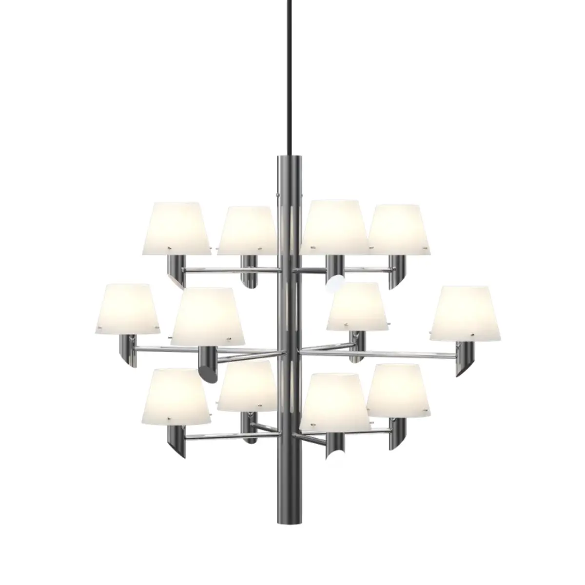 Gil lysekrone, kromfarvet, Ø 67 cm, 12 lyskilder - Herstal - Stue - Design - Metal - Med flere lyskilder