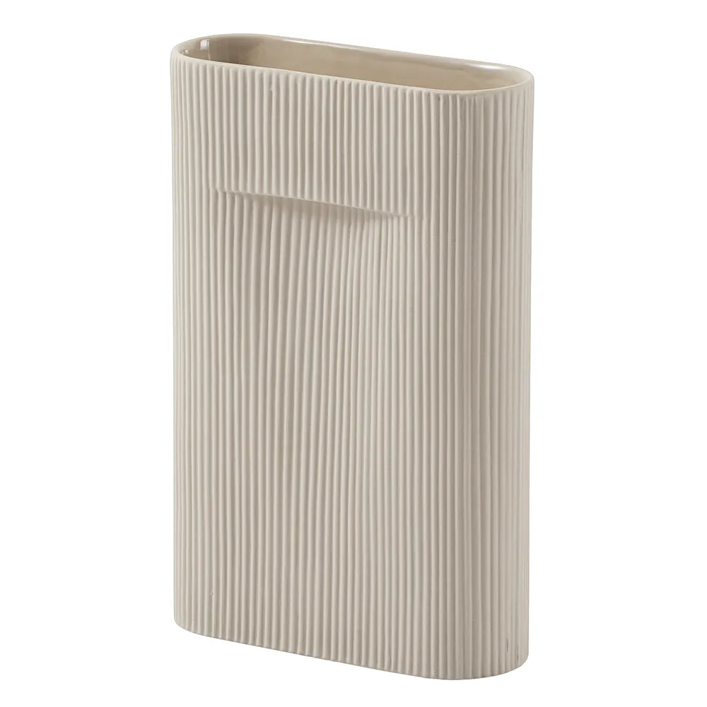 Ridge Vase H: 35 cm Beige