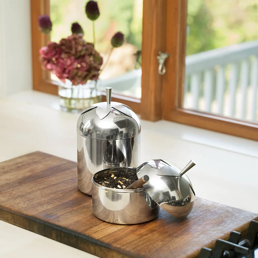 Blad Kaffe og Te Dåse Steel Small