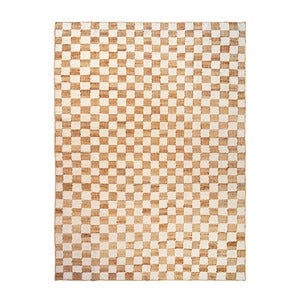 Håndvævet Uldtæppe Check 200x300 cm Off-White