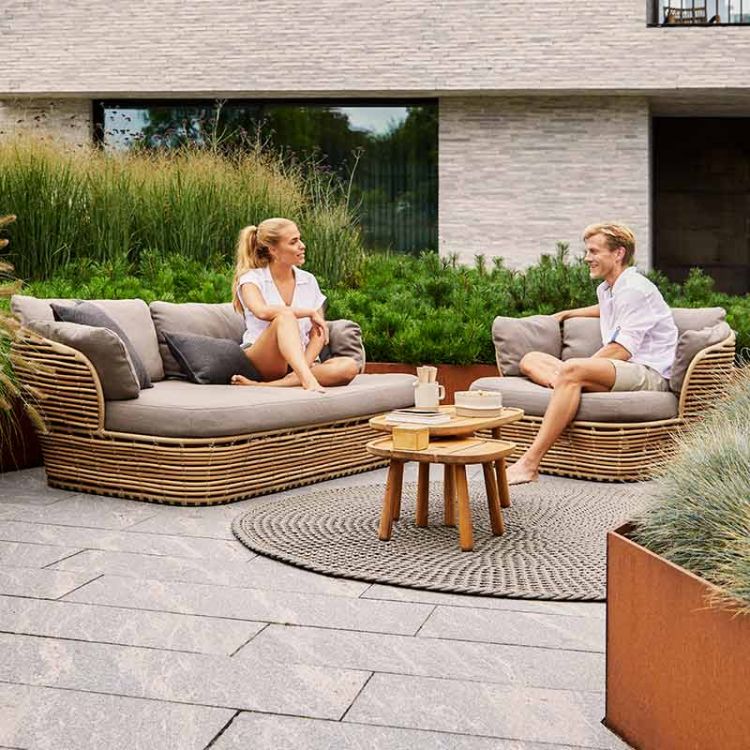 Basket sofa naturlig syntetisk rattan inkl. let Airtouch-pudesæt