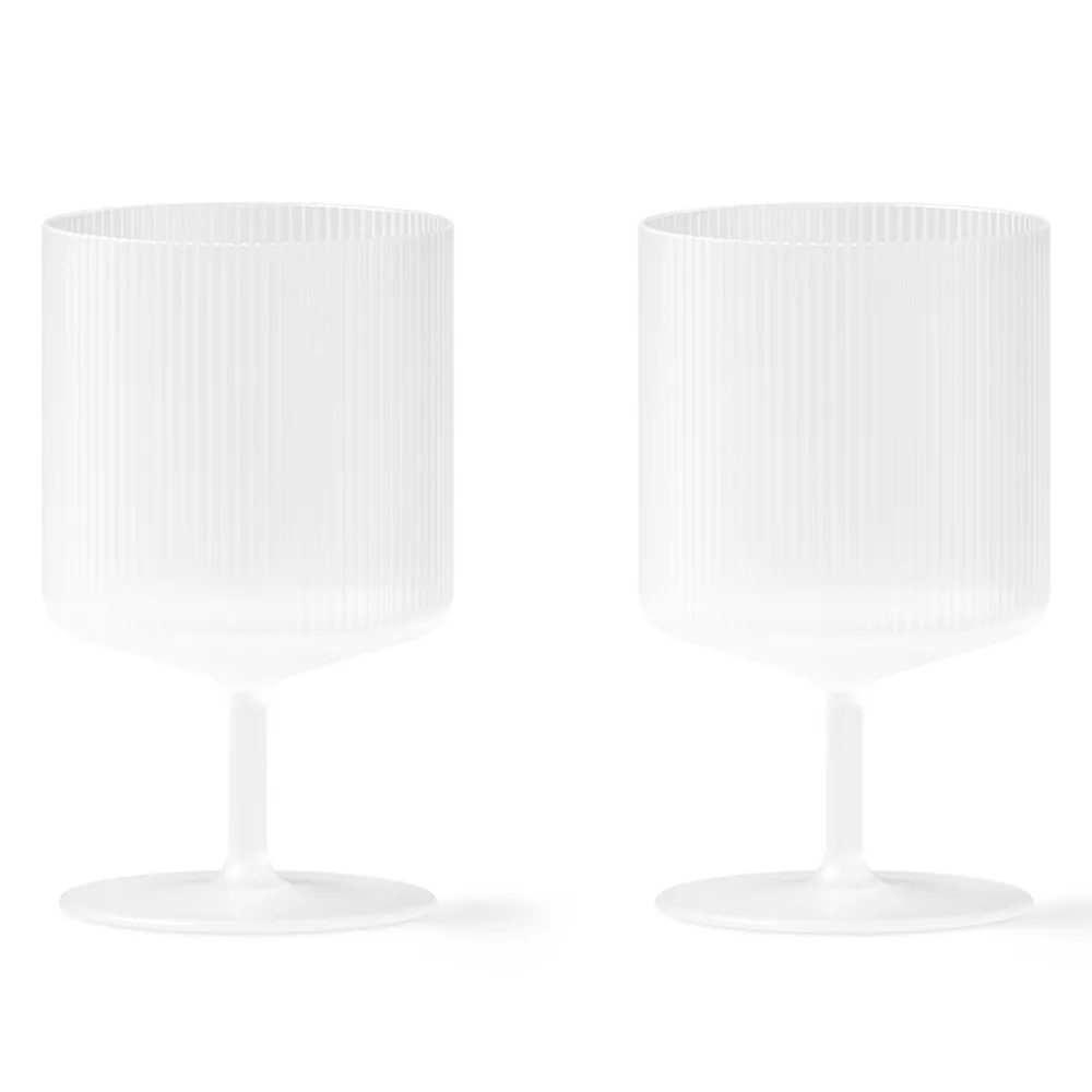 Ferm Living Ripple vinglas 2 stk. Frosted