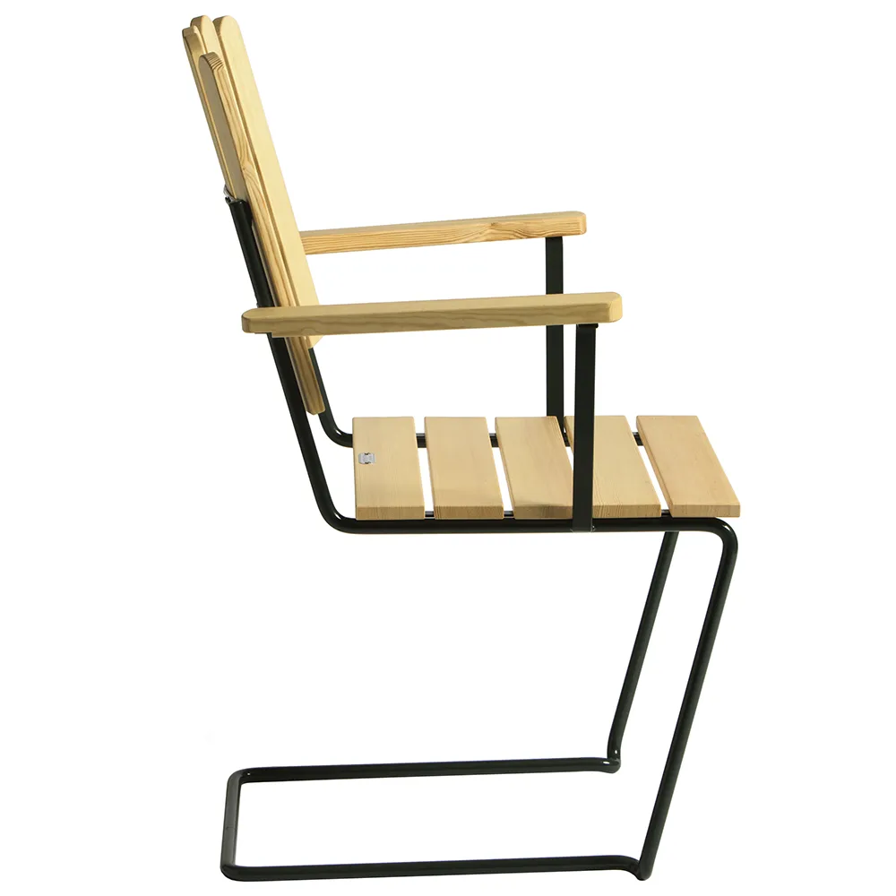 A2 Lænestol Olieret fyrretræ / Grønt stel