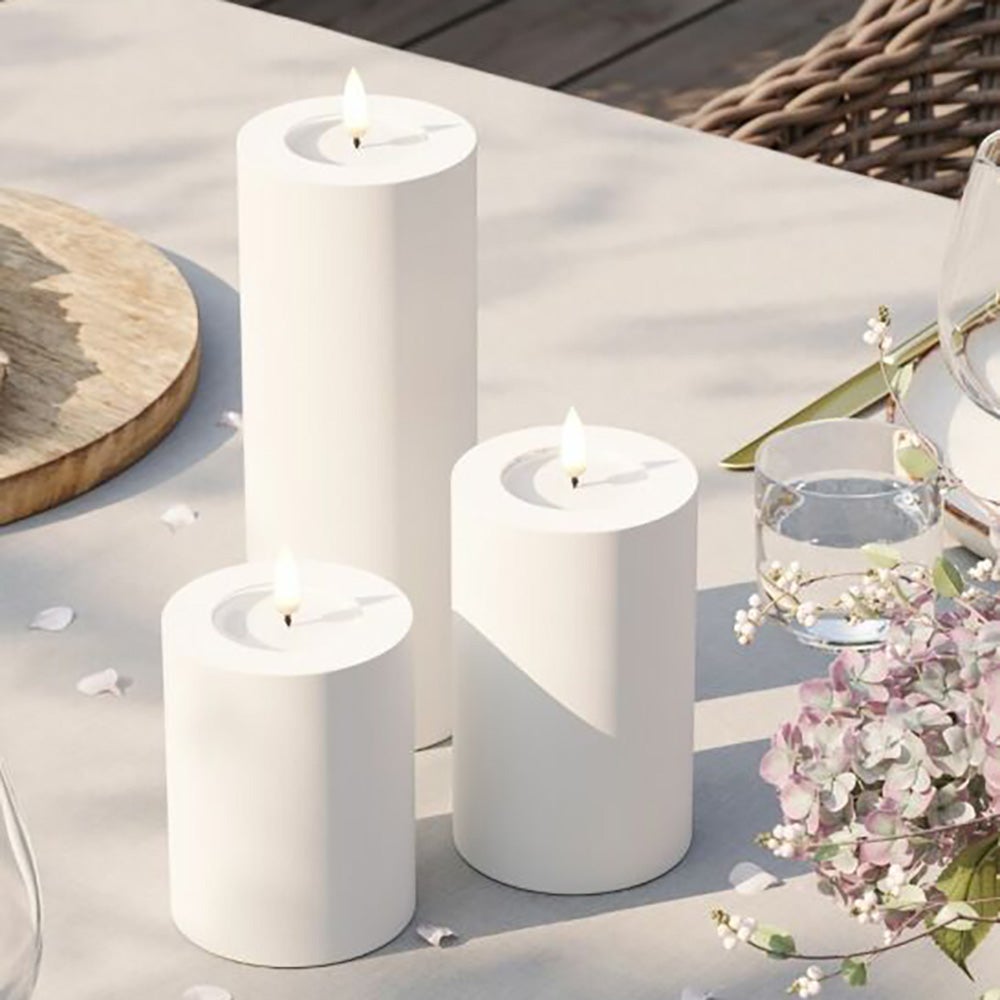 LED bloklys udendørs 7,5x10 cm hvid