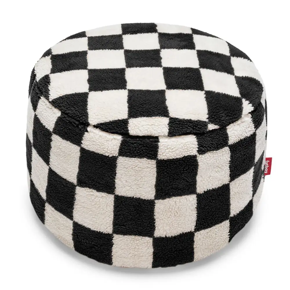 point teddy chess puf black ecru