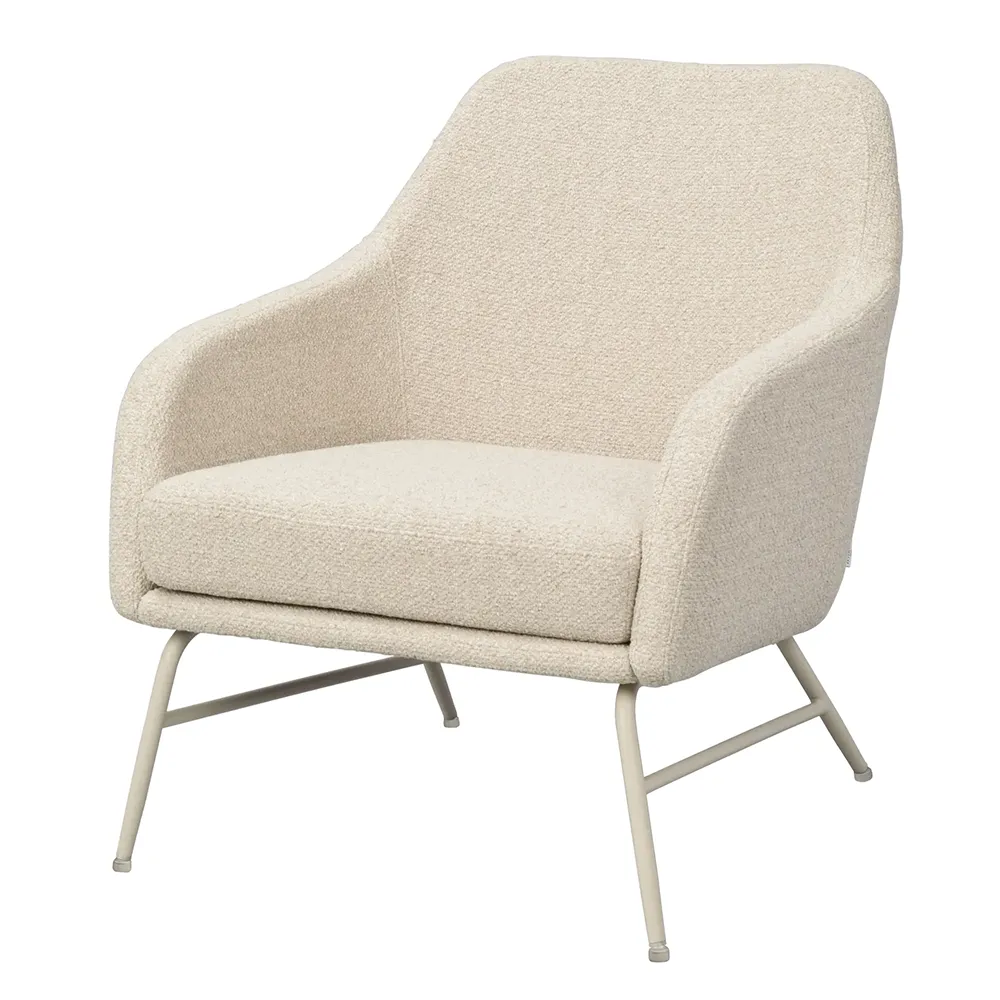 Loungestol Rowico Eldwin lænestol i beige stof med pulverlakeret metalstel
