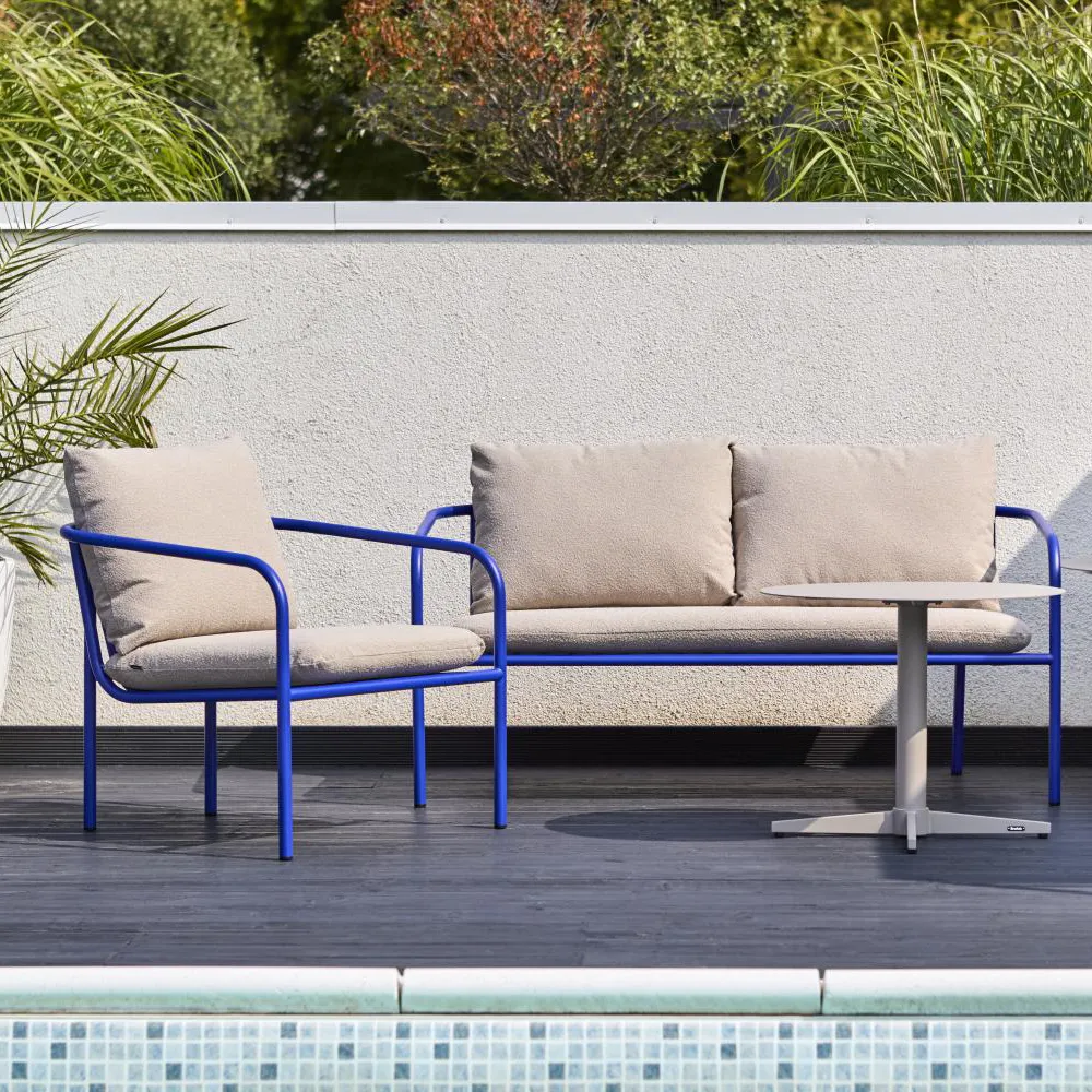 Bendt Lænestol Teddy Beige/Indigo Blue