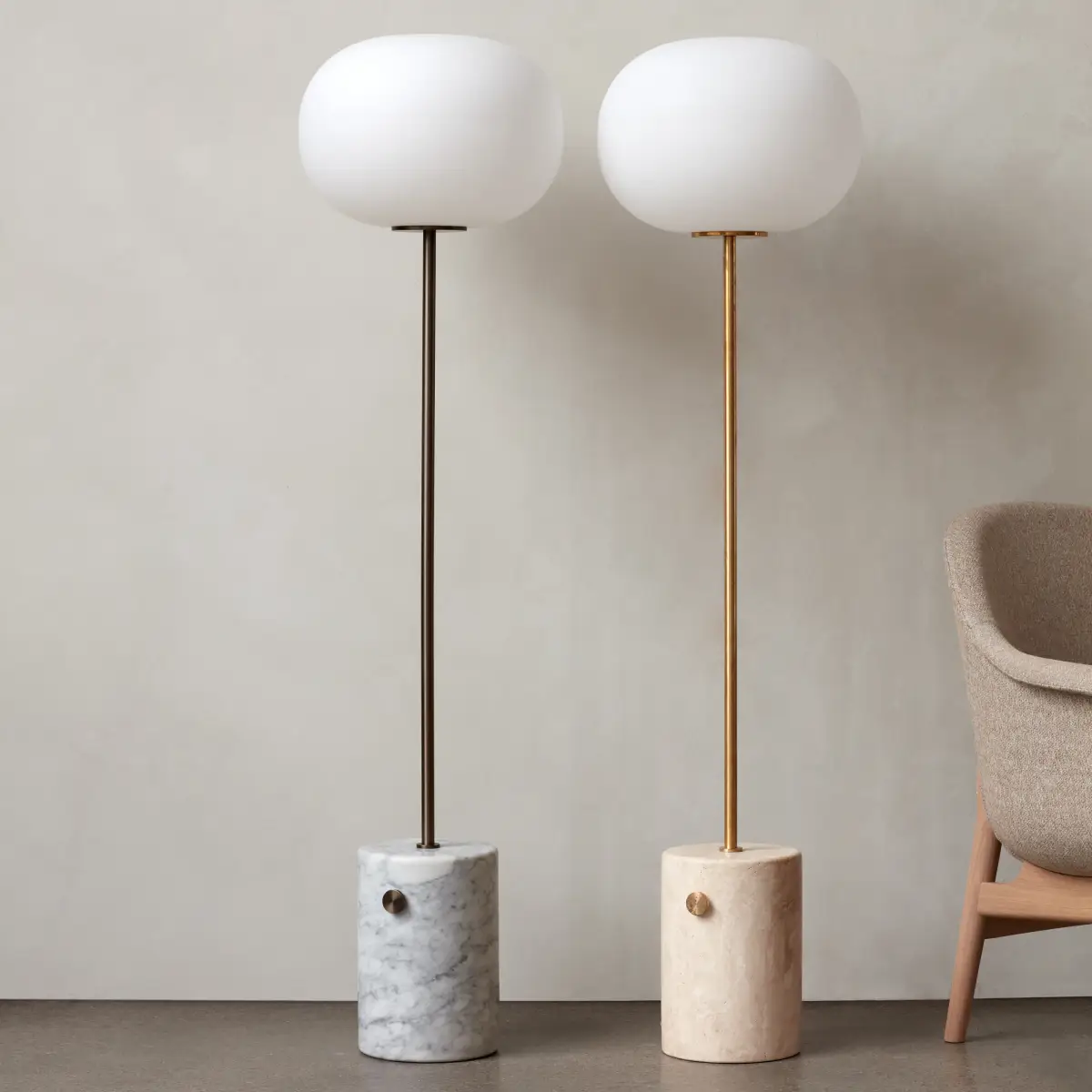 JWDA Gulvlampe Marmor Carrara/Messing, Bronze