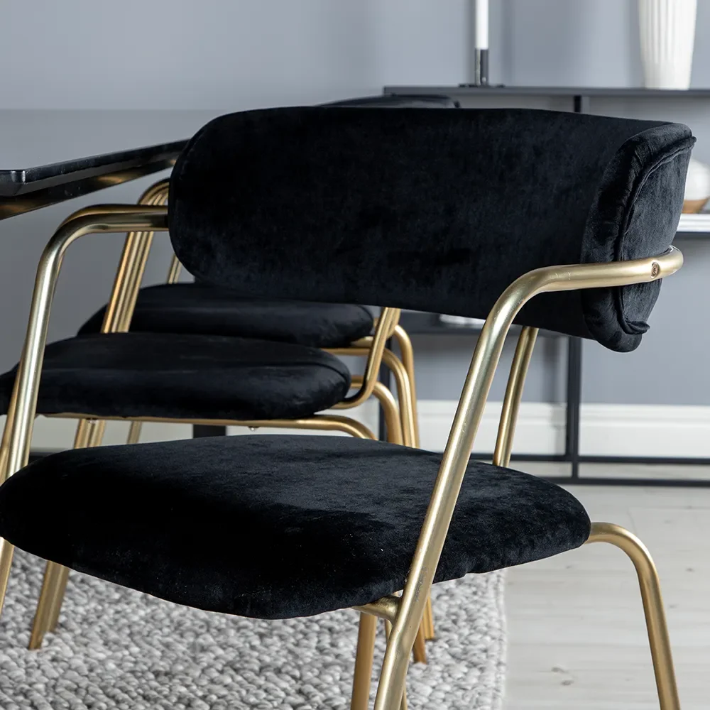 Arrow spisebordsstol sort/guld 2-pak 